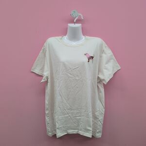 Victoria Secret Pink Campus Cotton T Shirt Large Winter White Santas Fav